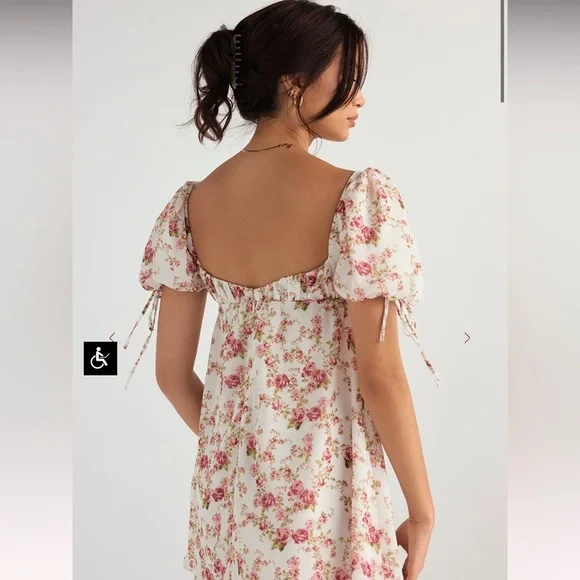 NWOT Feminine House of Cb Princess Rose Print Mini Dress - Picture 3 of 6